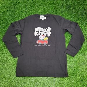 Hello-Kitty Cat Sanrio Shirt Womens Large 20x26 Black Japanese Puffy Print